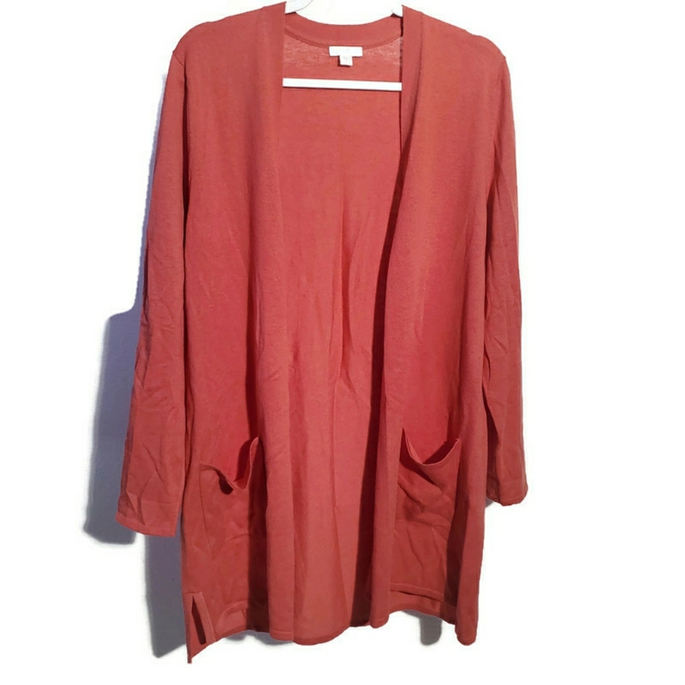 J.Jill Sz L Coral button Summer Knit Cardigan